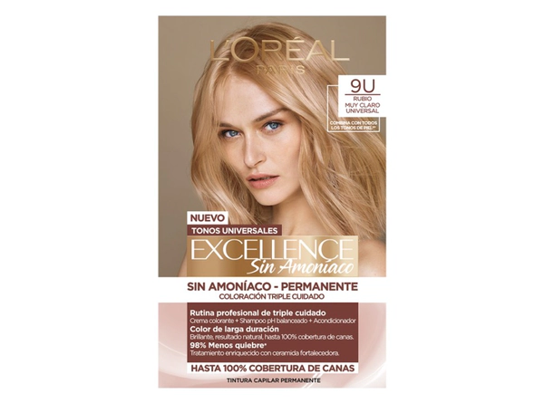 Kit Tintura Excellence Sin Amoníaco Tono 9U Rubio Muy Claro Universal