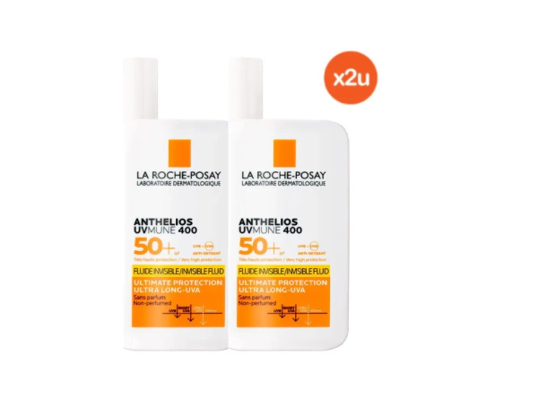 Protector Solar Anthelios Uv Mune Fluido Invisible FPS50 x50ml x2