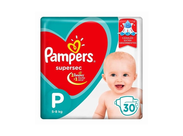 Pañales Pampers Supersec Mega Talle P x30un