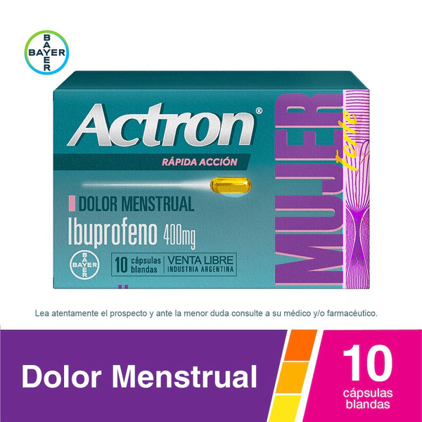 Actron Mujer Forte Ibuprofeno 400mg x 10 Cápsulas Blandas
