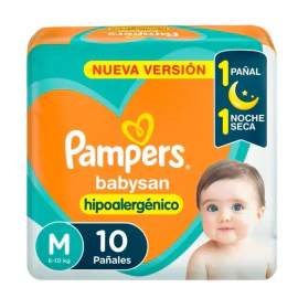 Pañales Hipoalergénicos Pampers Babysan M X10Un