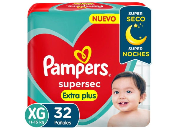 Pañales Pampers Supersec Talle XG XTR x32Uni