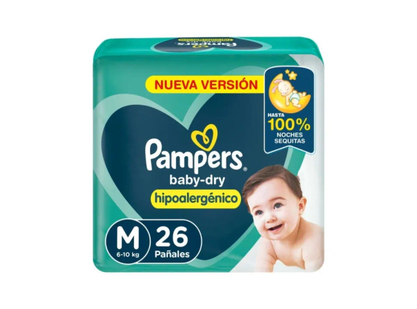 Pañales Pampers Baby Dry Hipoalergénico Talle M 26 Un