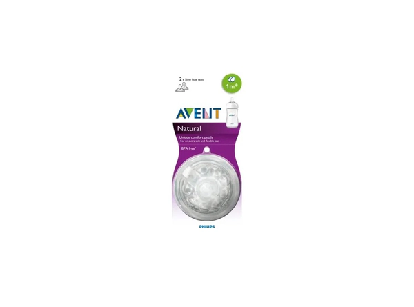 Tetina Avent Flujo Lento Natural 1M+ X2Un