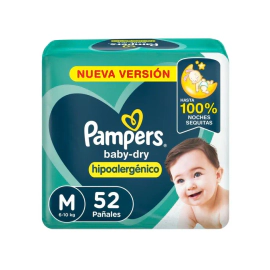Pañales Pampers Babydry Talle M X52Un