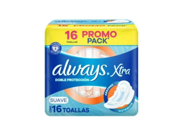 Toallas Femeninas Always Xtra Doble Proteccion Suave 16Un