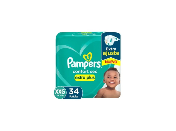Pañales Pampers Confort Sec Talle XXG XTR x34Uni