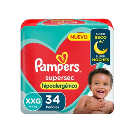 Pañales Pampers Super Sec  Talle Xxg 34U