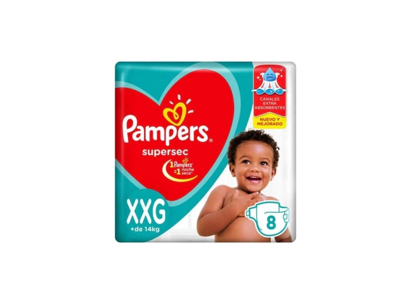 Pañal Pampers Supersec Xxg x 8 Unidades