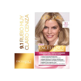 Tintura Permanente Excellence Creme 91 Rubio Muy Claro Ceniza 47G