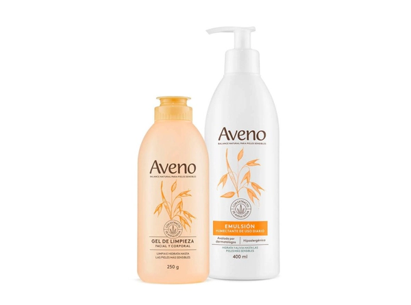 Kit Cuidado Facial y Corporal Aveno Limpieza +Emulsión 400ml
