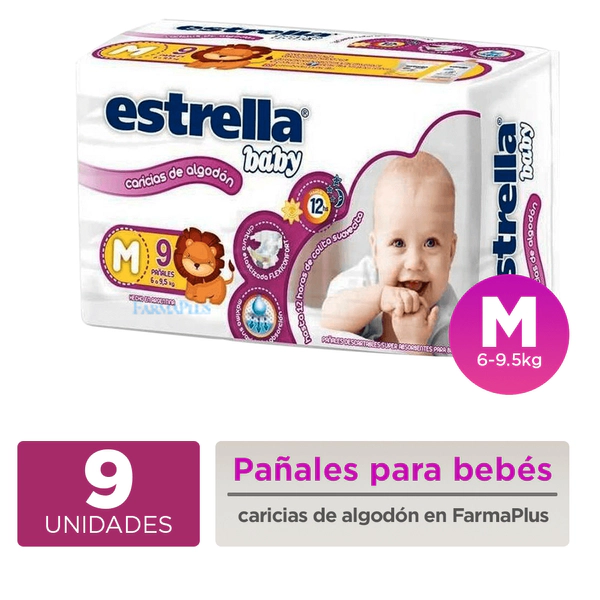 Estrella Baby Caricias De Algodón Pañales Unisex M 9u