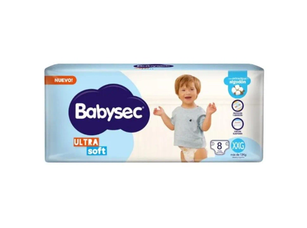 Pañales Babysec talle XXG ultrasoft 8 Un