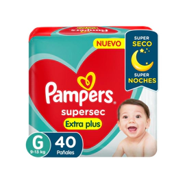 Pañales Pampers Supersec Talle G Xtr X40 Uni