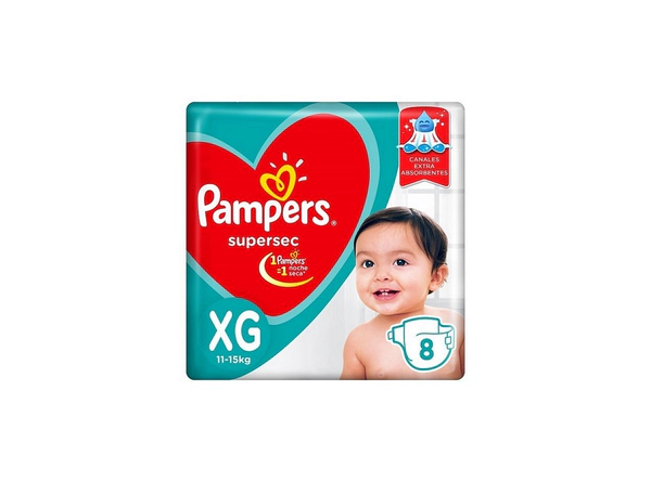 Pañales Pampers Supersec Regular Talle XG x8un