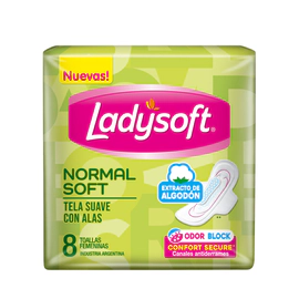 Toalla Femenina Normal Suave Ladysoft X 8 Uni
