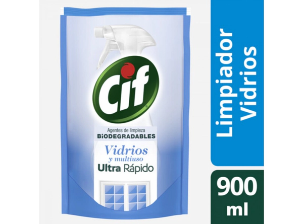 Limpiador líquido Cif vidrios biodegradable doypack 900 ml