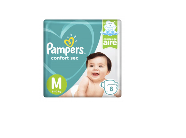 Pampers Confort Sec Pañales Desechables M 8 Unidades