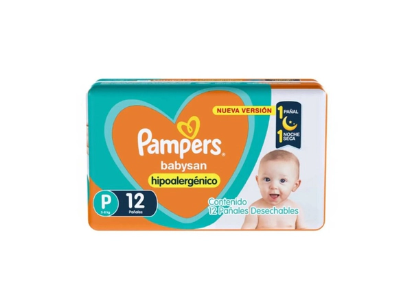Pañales Hipoalergénicos Pampers Babysan P x12Un