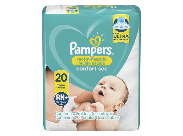 Pañales Pampers Confort Sec RN+ Max x20un