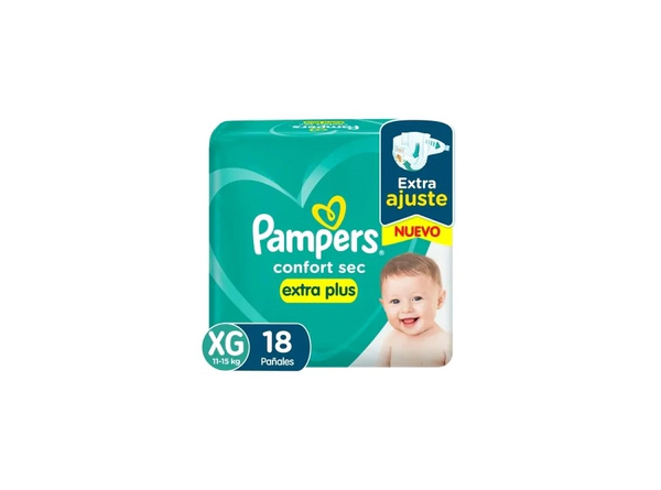 Pañales Pampers Confort Sec Talle XG XTR x18