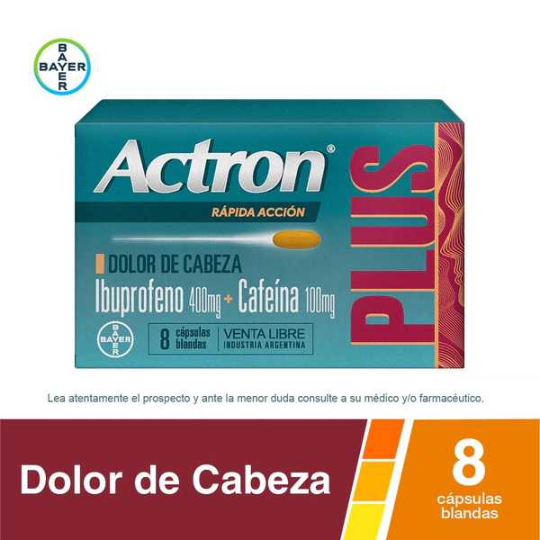 Actron Plus Rápida Acción Ibuprofeno 400mg + Cafeina x8 Cápsulas Blandas
