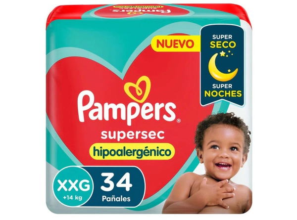 Pañales Pampers Super Sec Talle XXG 34u