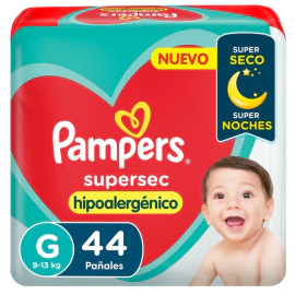 Pañales Pampers Supersec Max Talle G X44Un