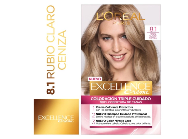 Tintura permanente Excellence Creme 81 rubio claro ceniza x47GR