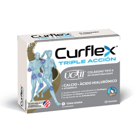 Curflex Triple Acción Colágeno Acido Hialurónico Vitamina D Calcio 30 Comprimido