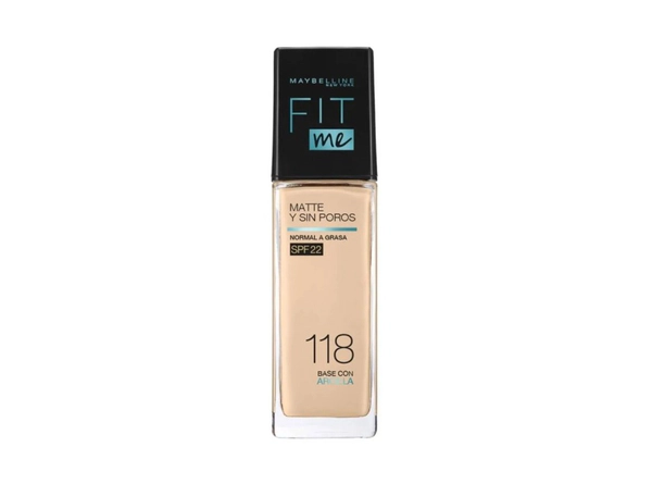 Base de Maquillaje Líquida Maybelline Fit Me Matte + Poreless 118 Light Beige