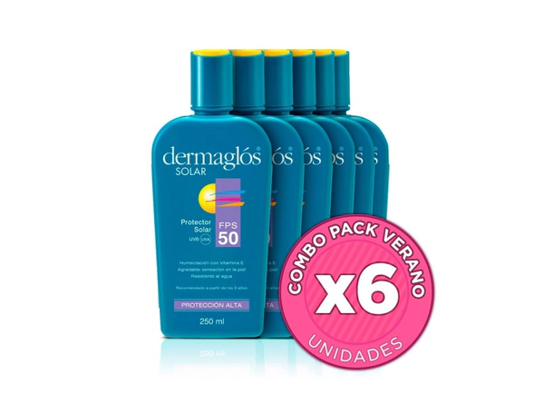 Kit Protector Solar Dermaglós Emulsion FPS 50 x6 Unidades