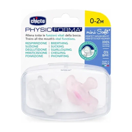 Chupetes Chicco Mini Soft 0-2 Meses Rosa Y Gris 2 Unidades