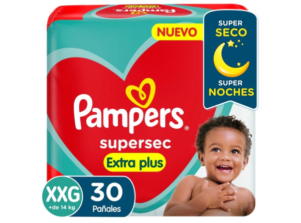 Pañales Pampers Supersec Talle XXG XTR X30 Uni