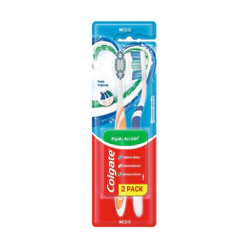 Cepillo De Dientes Colgate Triple Acción Cerdas Medias, Cabezal Compacto 2 U