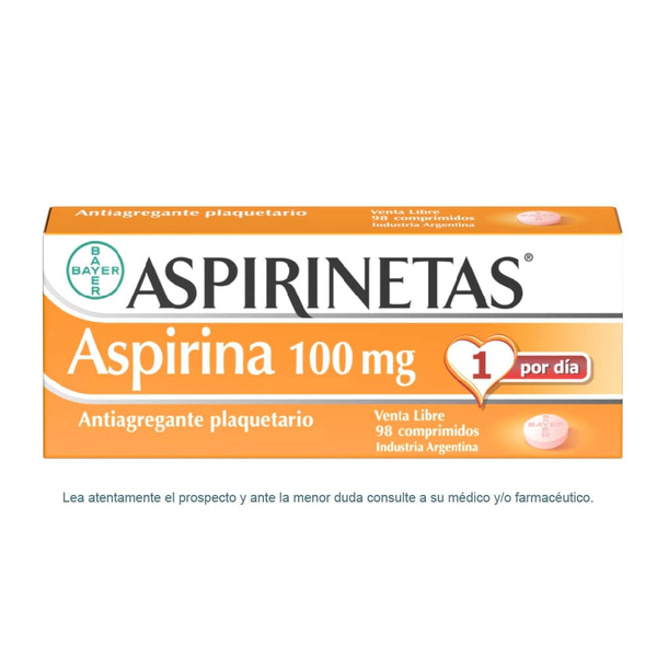 Aspirinetas Antiagregante Plaquetario con Aspirina 100mg x 98 Comprimidos
