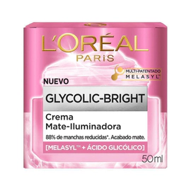 Crema Facial Loreal Mate Iluminadora Anti-Age Glycolic-Bright x 50 ml
