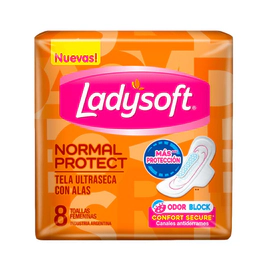 Toallas Femeninas Ladysoft Normal Seca Con Alas X8Un