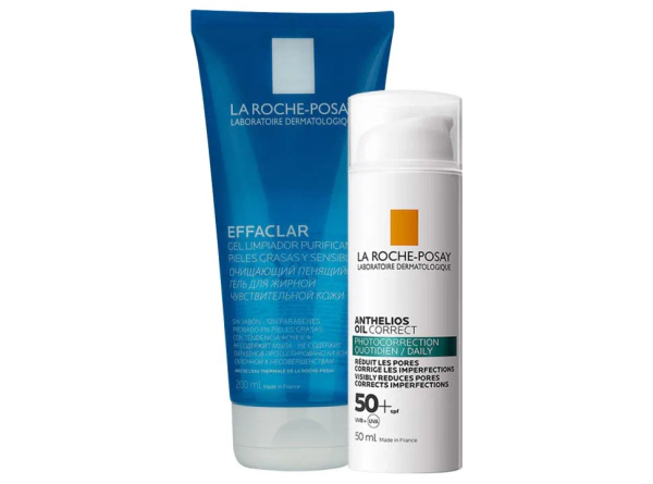 La Roche Posay Combo Effaclar Gel Moussant + Anthelios Oil Correct Fps50