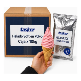 Helado Soft En Polvo Tasker X 10kg Sabor Frutilla