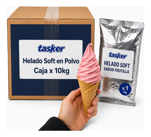 Helado Soft En Polvo Tasker X 10kg Sabor Frutilla