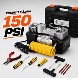 Compresor Aire JD Extreme 150 psi Portátil Auto Moto Doble Pistón + Maletin