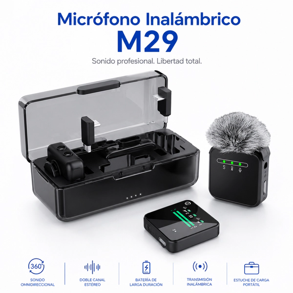 Micrófono Corbatero JD M29 Inalambrico Profesional Creador de Contenido