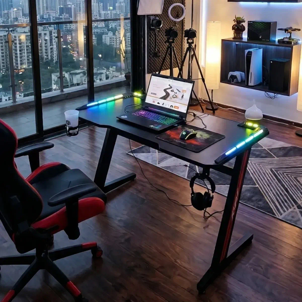 Escritorio Gamer JD ZL2 Luces RGB Fibra de Carbono_2